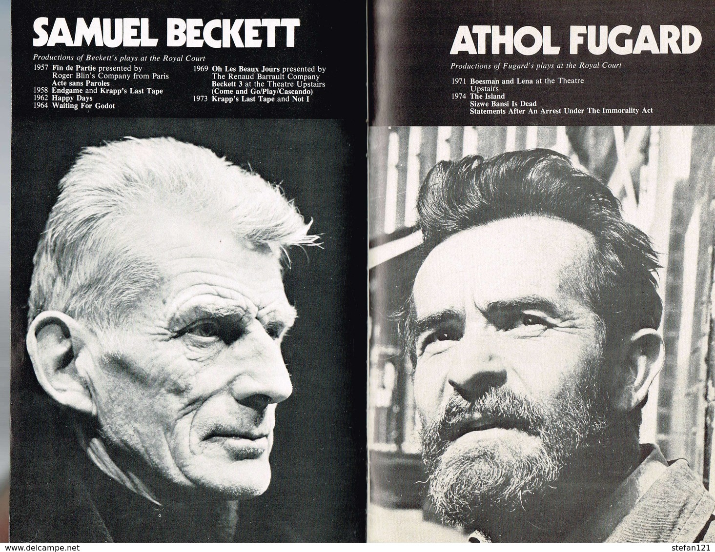 Royal Court Theatre - Noti - Samuel Beckett Athol Fugard - 1969 - 14 Pages 22,3 X 13,2 Cm - Other & Unclassified
