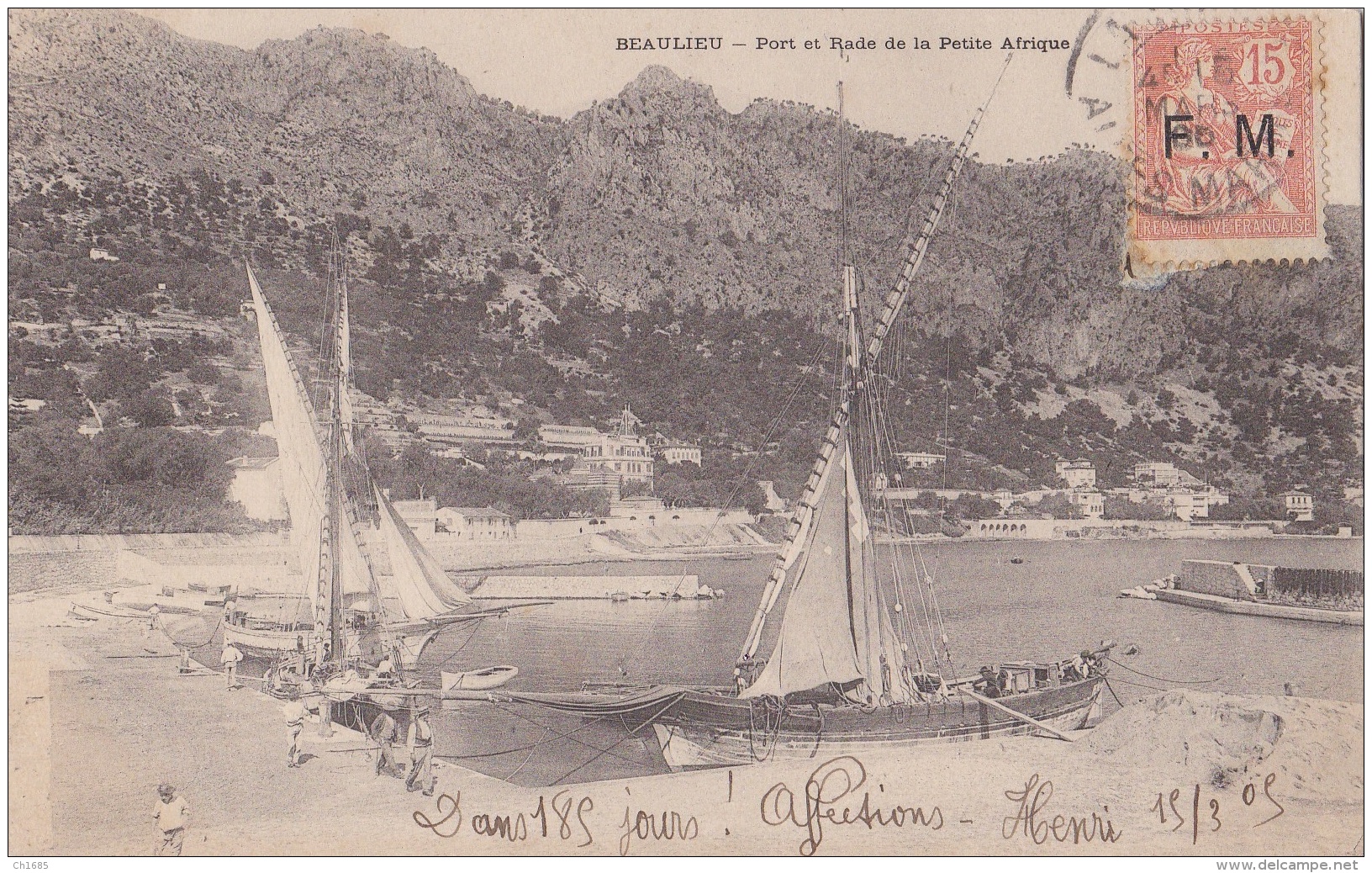 FM No 2 Sur Carte De Beaulieu Port Et Radede La Petite Afrique - 1877-1920: Période Semi Moderne