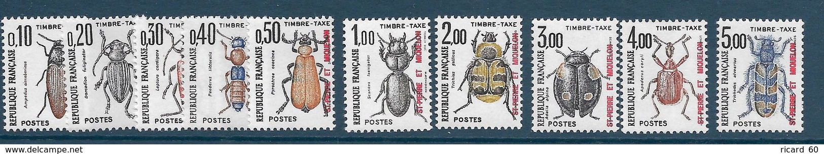 Timbre Neuf** St Pierre Et Miquelon , N °82-91 Yt , Timbres Taxe, Insectes - Timbres-taxe