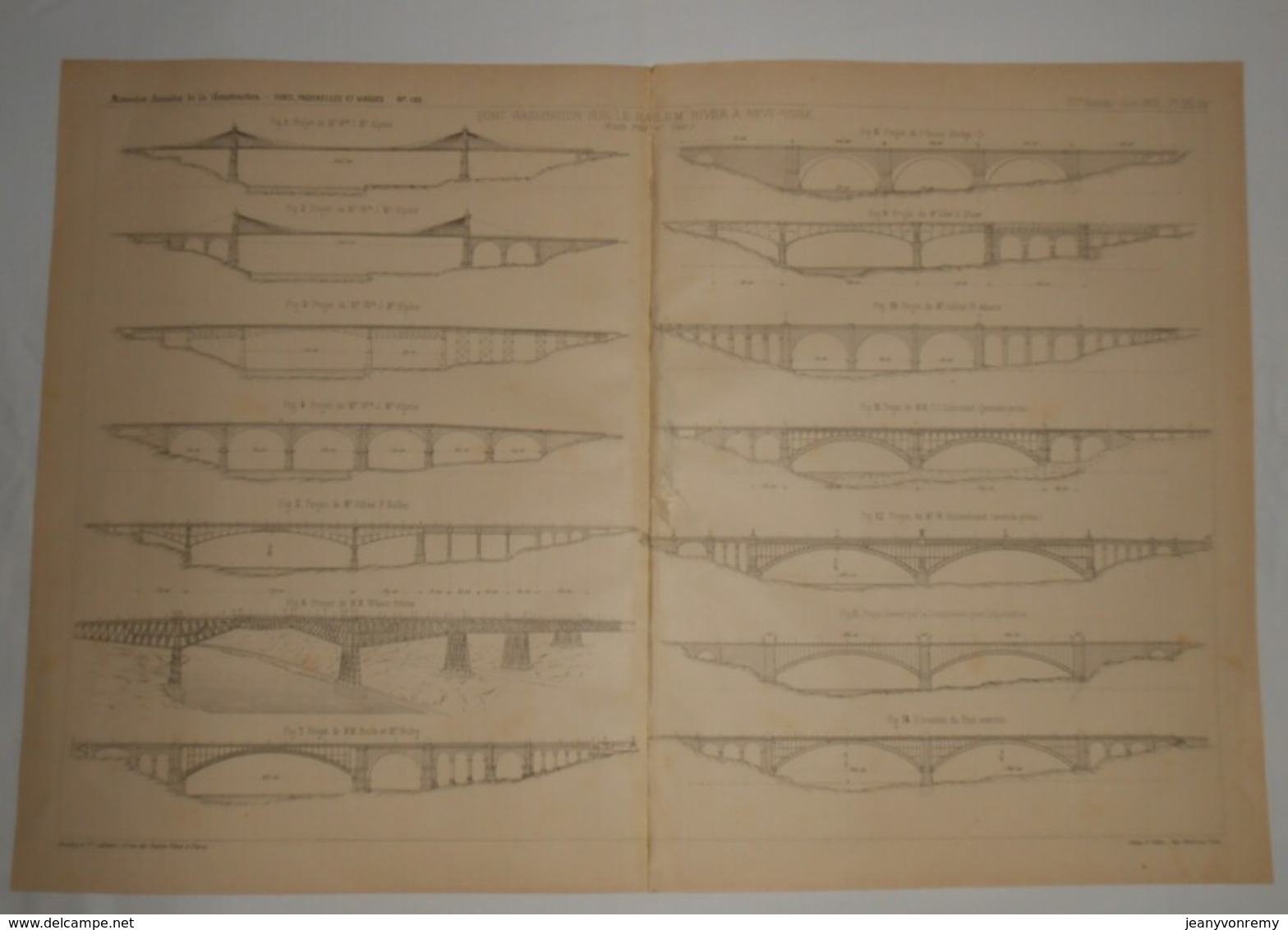 Plan Du Pont Washington Sur Le Harlem River à New York. 1891. - Travaux Publics