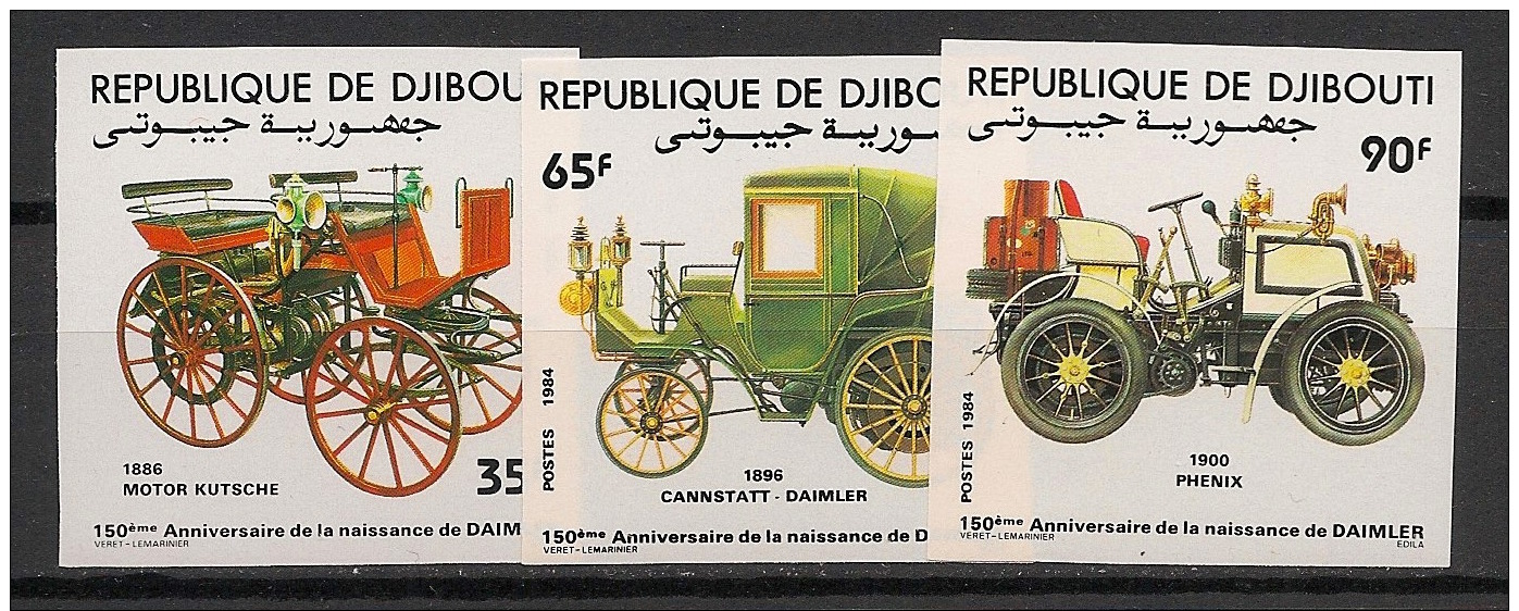 Djibouti - 1984 - N°Yv. 591 à 593 - Autos / Old Cars - Non Dentelé / Imperf. - Neuf Luxe ** / MNH / Postfrisch - Djibouti (1977-...)