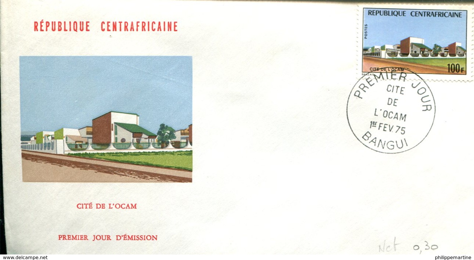 FDC Rép. Centrafricaine : Cité De L'OCAM - Bangui 1er Février 1975 - Central African Republic