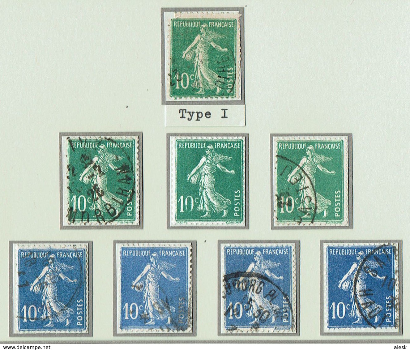 SEMEUSE CAMÉE Lot 33 Timbres N°137 + 135 (ou 138) + 159 + 279 - Millésimes N°139 "3" + Support Timbre Manchon Hella - 1906-38 Säerin, Untergrund Glatt