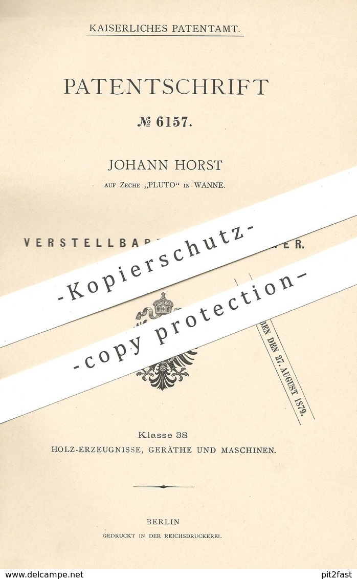 Original Patent - Johann Horst Auf Zeche Pluto In Wanne , 1878 , Holzbohrer | Holz - Bohrer , Bohren , Tischler !!! - Documents Historiques