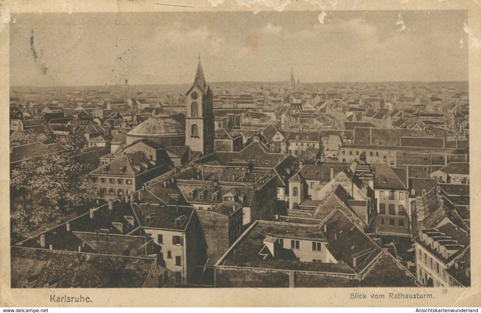 004993  Karlsruhe - Blick Vom Rathausturm  1920 - Karlsruhe