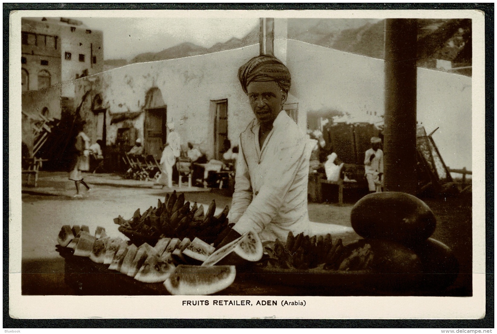 RB 1217 -  Early Real Photo Postcard - Fruits Retailer - Aden Yemen Middle East - Yemen