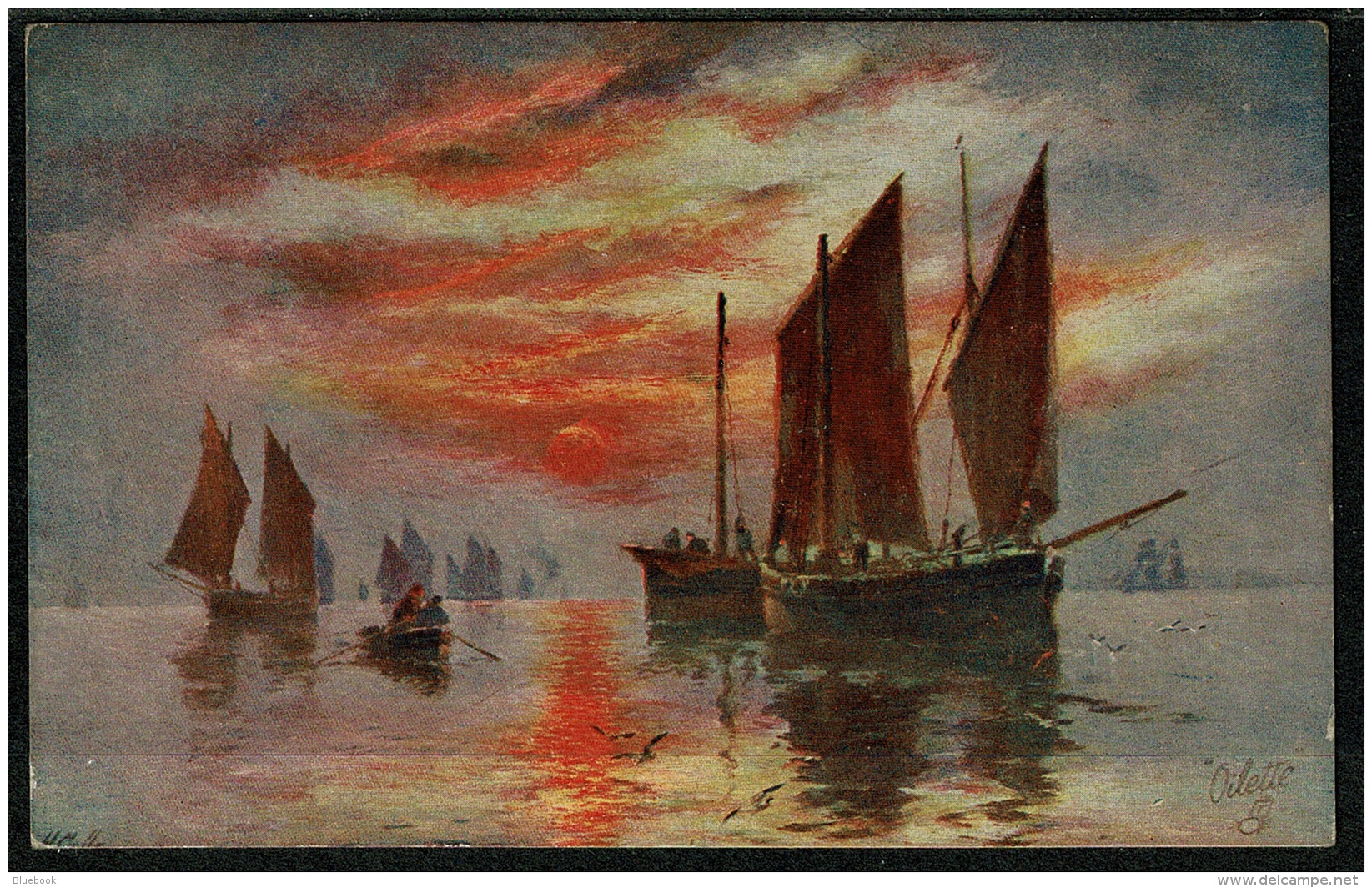 RB 1217 -  Early Raphael Tuck. Postcard - Fishing Smacks - Maritime Theme - Fishing Boats