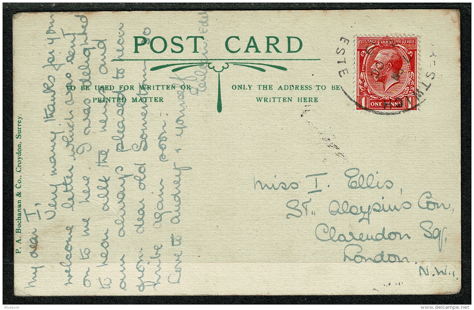RB 1217 -  Oct 1919 Postcard - Training College F.C.J. Sedgley Park Prestwich Manchester Skeleton Postmark - Manchester