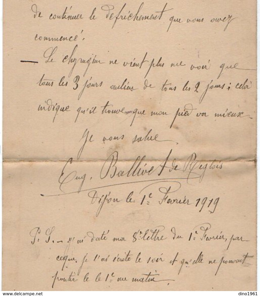 VP12.791 - 1919 -  5 Lettres De Mr E. BALLIVET De REGLOIX ( Propriétaire Du Château De LIERNAIS ) à DIJON - Manuscrits