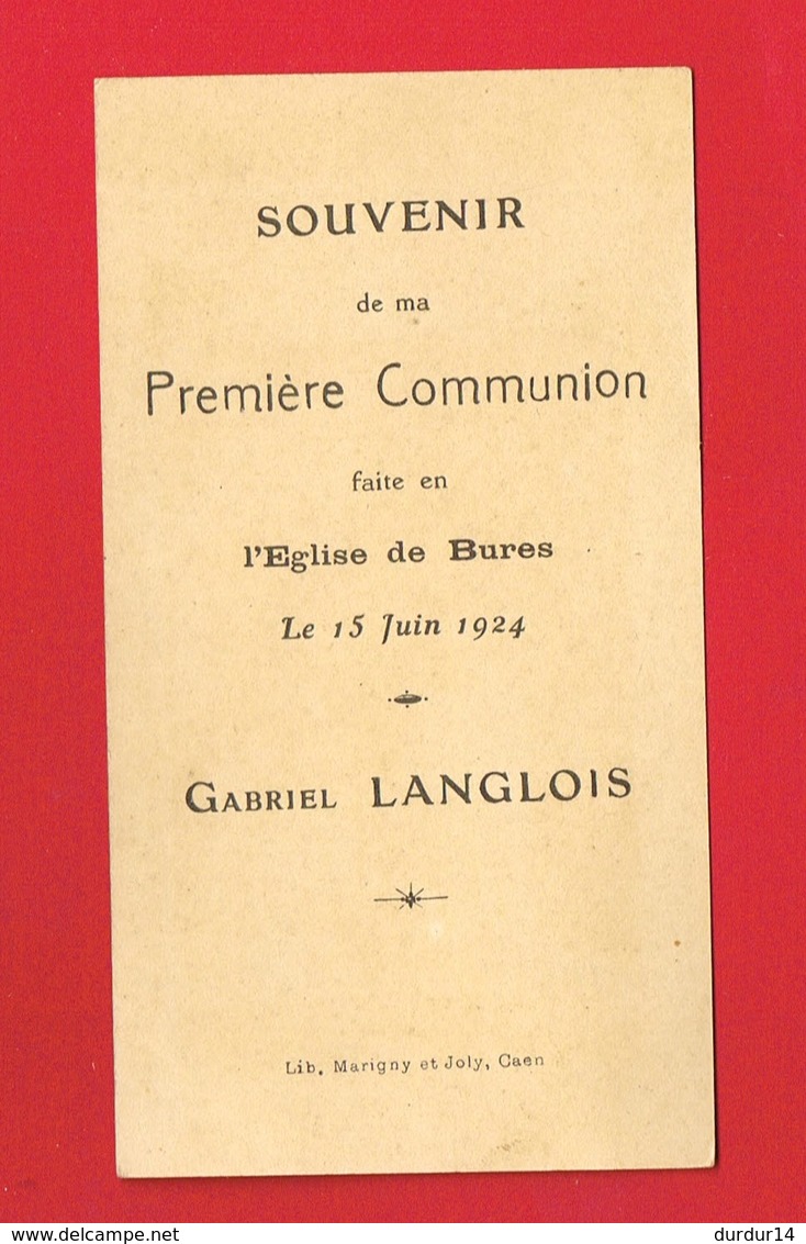 Image Religieuse & Pieuse  ... Communion De M LANGLOIS En L'Eglise De BURES SUR DIVES Calvados - Images Religieuses