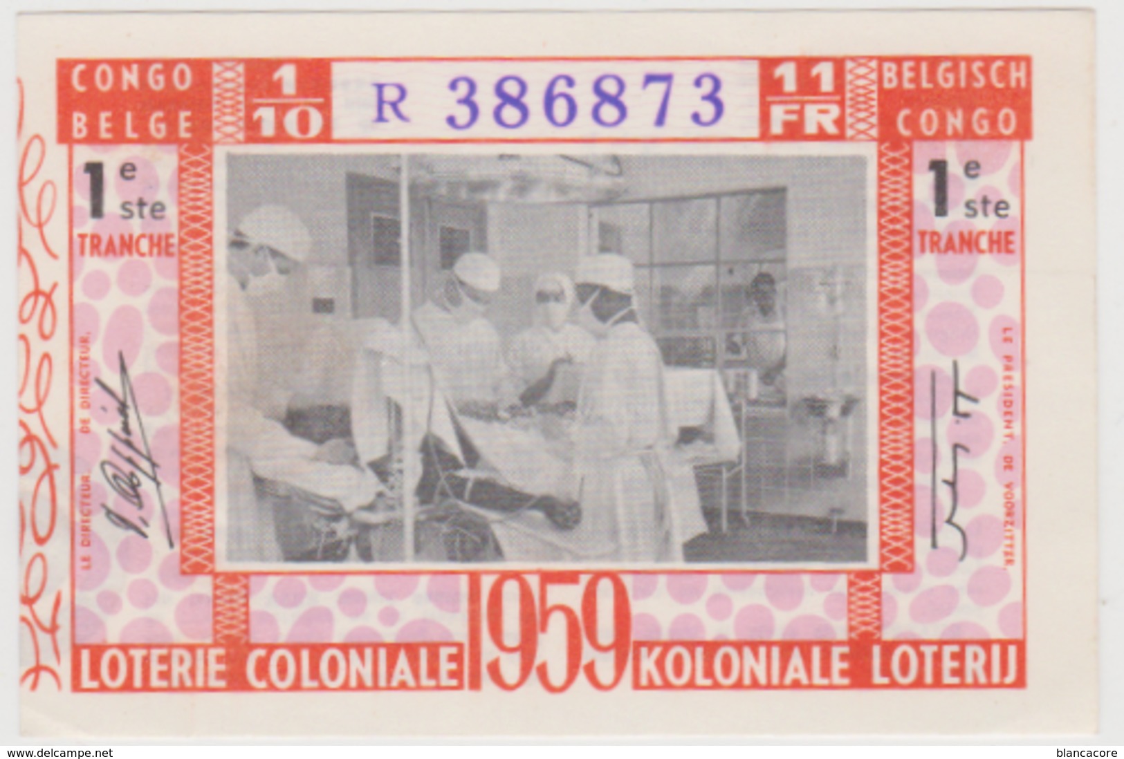 KOLONIALE LOTERIJ LOTERIE COLONIALE  CONGO BELGE 1959 - Billets De Loterie