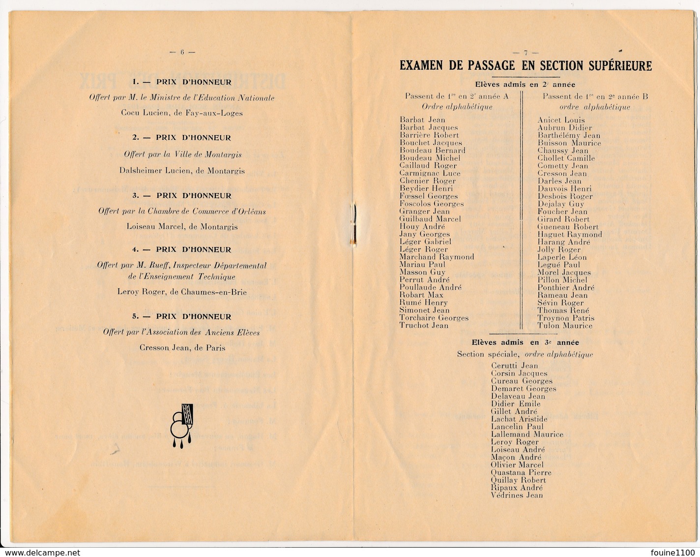 Revue école Pratique De Commerce Et D' Industrie DURZY à MONTARGIS  Année 1937 ( Distribution Des Prix Des élèves ) - Programmes