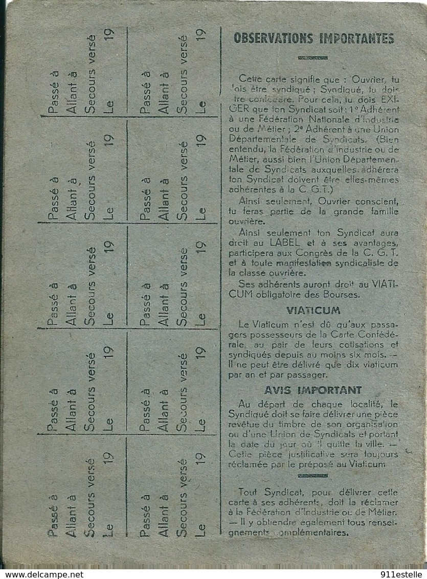 58 LA MACHINE - Carte  Confederale  C G T De Mineur En 1945 - La Machine