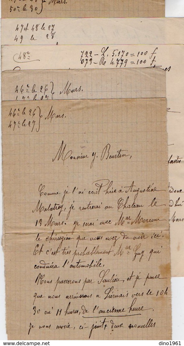 VP12.798 - 1919 -  5 Lettres De Mr E. BALLIVET De REGLOIX ( Propriétaire Du Château De LIERNAIS ) à DIJON - Manuscrits