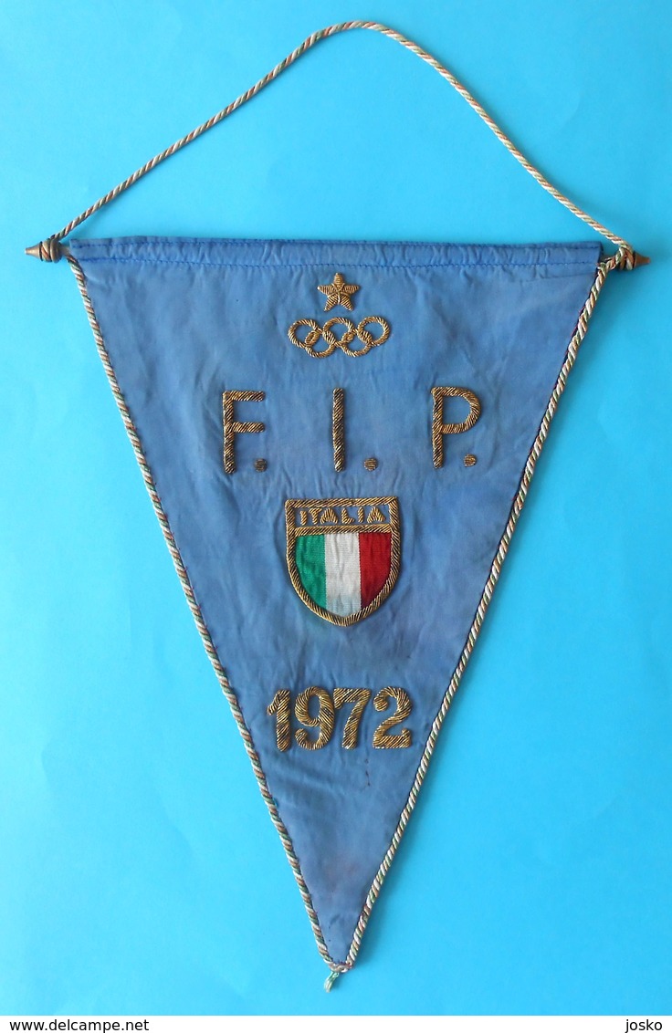 ITALY NOC - OLYMPIC GAMES MUNICH 1972. - BASKETBALL TEAM - Orig. Vintage Large Pennant Basket-ball Pallacanestro Italia - Uniformes Recordatorios & Misc