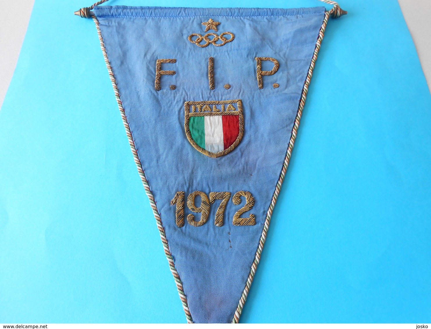 ITALY NOC - OLYMPIC GAMES MUNICH 1972. - BASKETBALL TEAM - Orig. Vintage Large Pennant Basket-ball Pallacanestro Italia - Uniformes Recordatorios & Misc