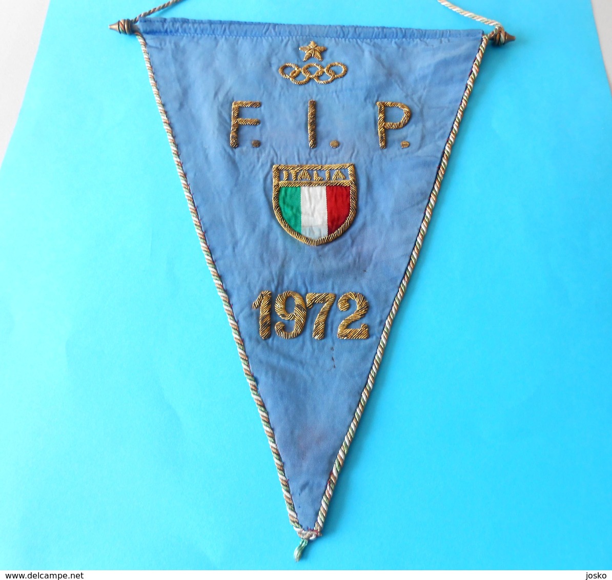 ITALY NOC - OLYMPIC GAMES MUNICH 1972. - BASKETBALL TEAM - Orig. Vintage Large Pennant Basket-ball Pallacanestro Italia - Uniformes Recordatorios & Misc