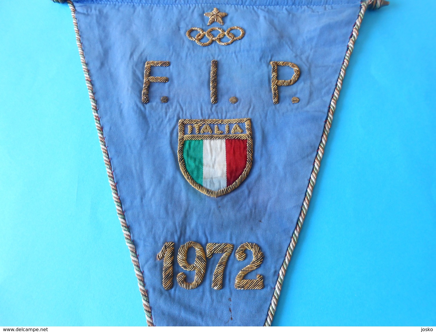 ITALY NOC - OLYMPIC GAMES MUNICH 1972. - BASKETBALL TEAM - Orig. Vintage Large Pennant Basket-ball Pallacanestro Italia - Uniformes Recordatorios & Misc