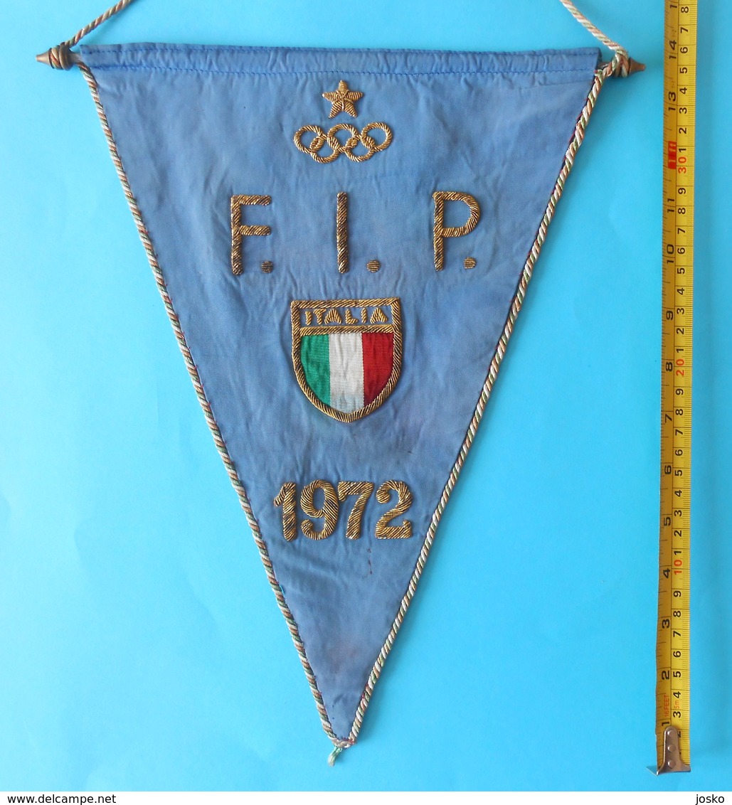 ITALY NOC - OLYMPIC GAMES MUNICH 1972. - BASKETBALL TEAM - orig. vintage large pennant basket-ball pallacanestro Italia