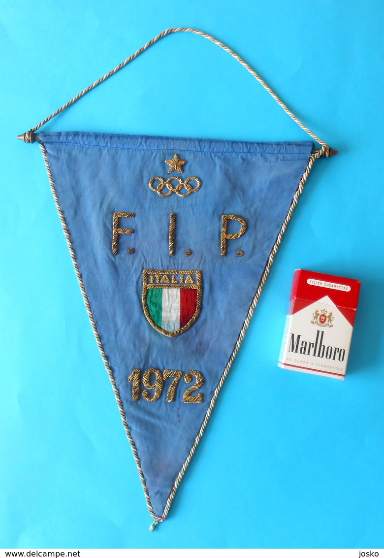 ITALY NOC - OLYMPIC GAMES MUNICH 1972. - BASKETBALL TEAM - orig. vintage large pennant basket-ball pallacanestro Italia