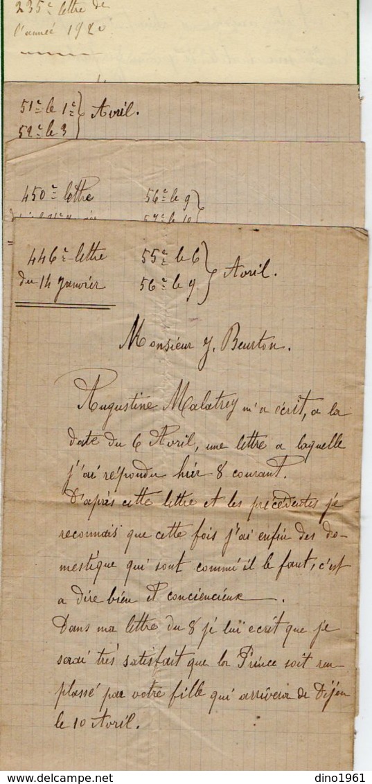 VP12.800 - 1919 / 20 -  4 Lettres De Mr E. BALLIVET De REGLOIX ( Propriétaire Du Château De LIERNAIS ) à DIJON - Manuscrits