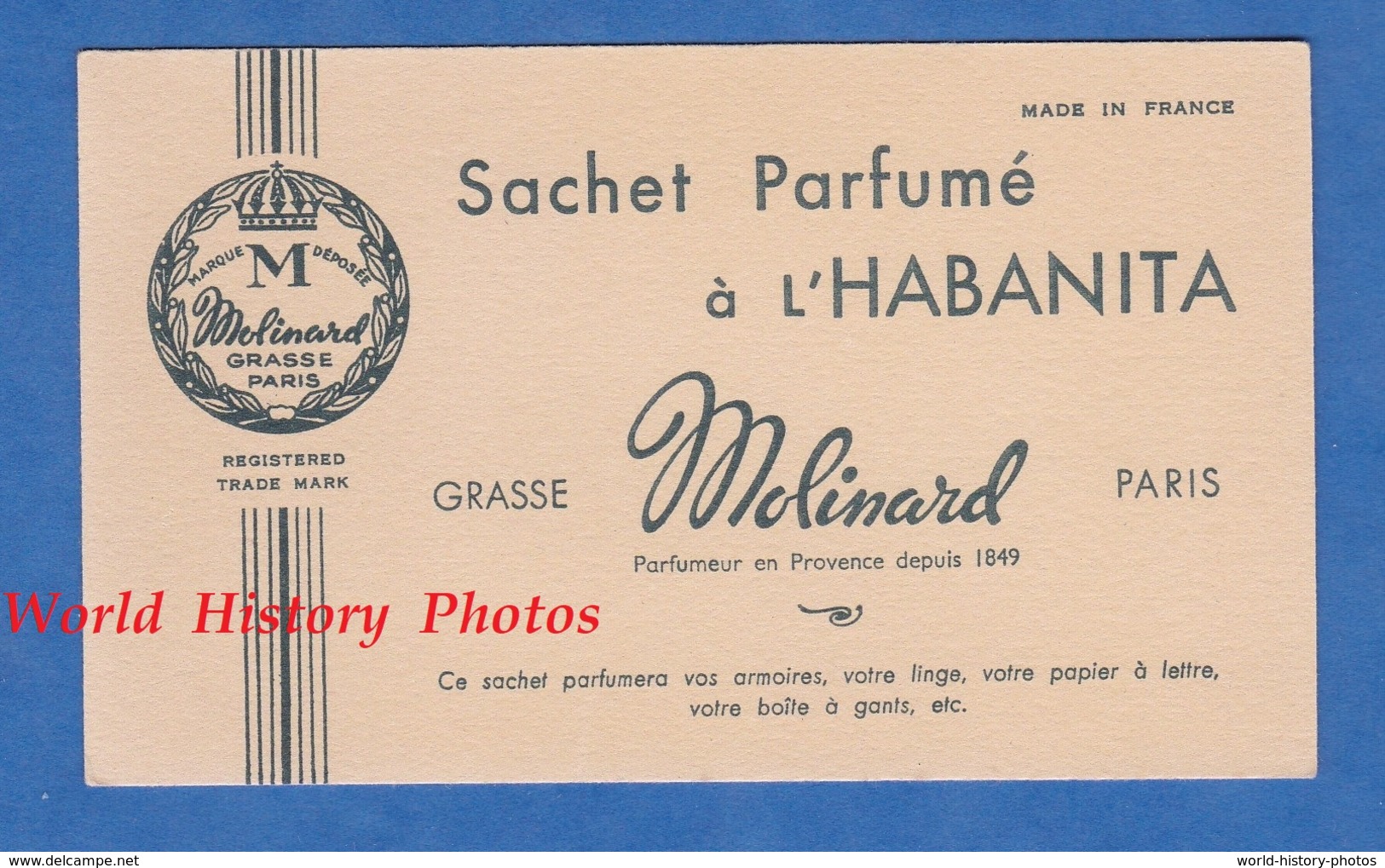 Carte Ancienne Commerciale - GRASSE / PARIS - Sachet Parfum à L' Habanita - Molinard Parfumeur - Cartes De Visite