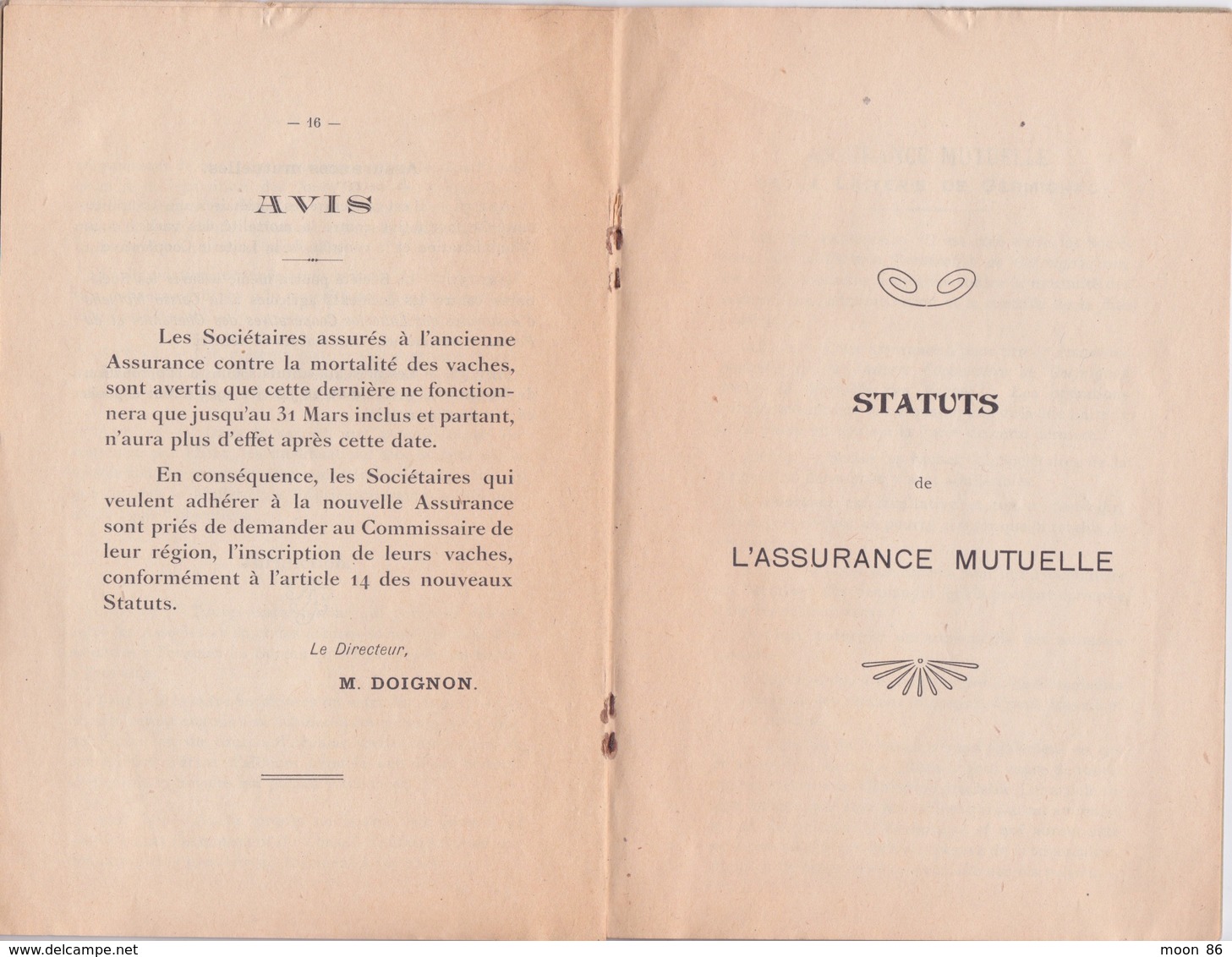 1926 - LAITERIE COOPÉRATIVE DE GERMIGNAC ET SALLES - D'ANGLES - CHARENTE INFERIEURE 17 - STATUTS FROMAGE CAMEMBERT - Agriculture