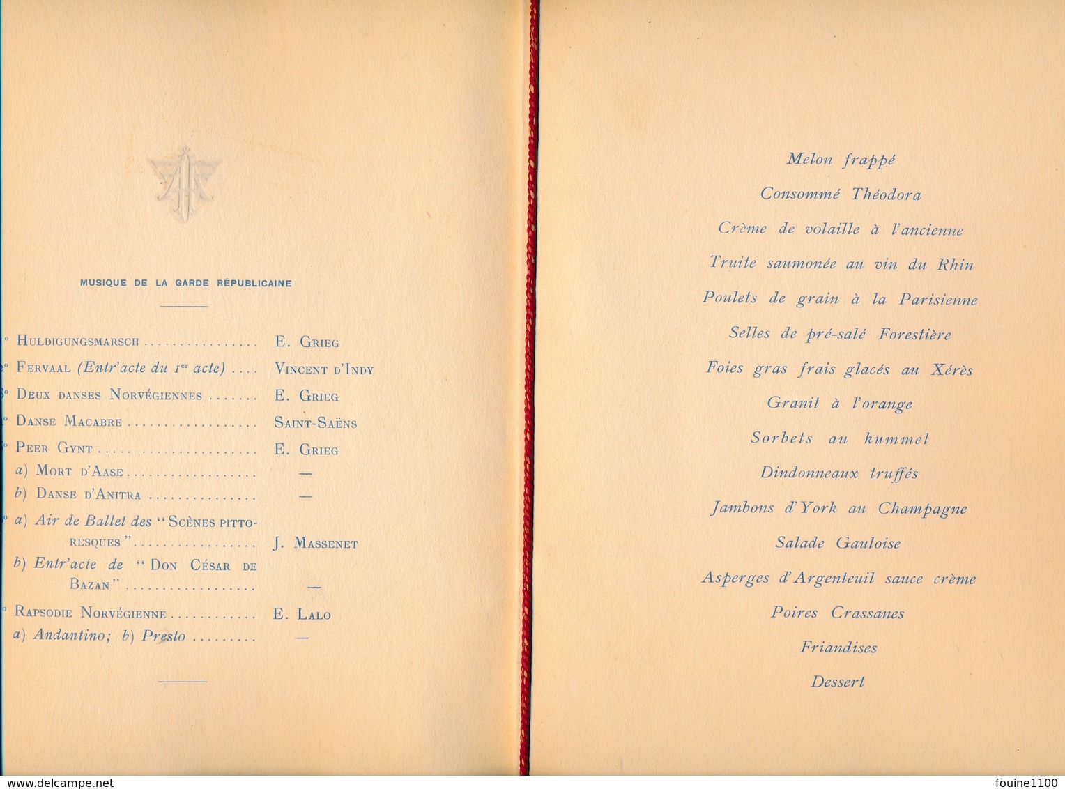 Grand Menu Diner Année 1907 Au Palais De L' élysée PARIS ( Dessin Patriotique Illustrateur Albert Maignan ) - Menus