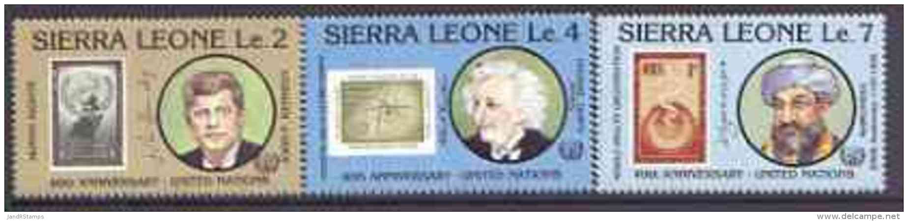 36992 Sierra Leone 1985 40th Anniv Of UNO (einstein Science Atomics Physics Stamp On Stamp Kennedy Human Rights Medical) - Sierra Leone (1961-...)