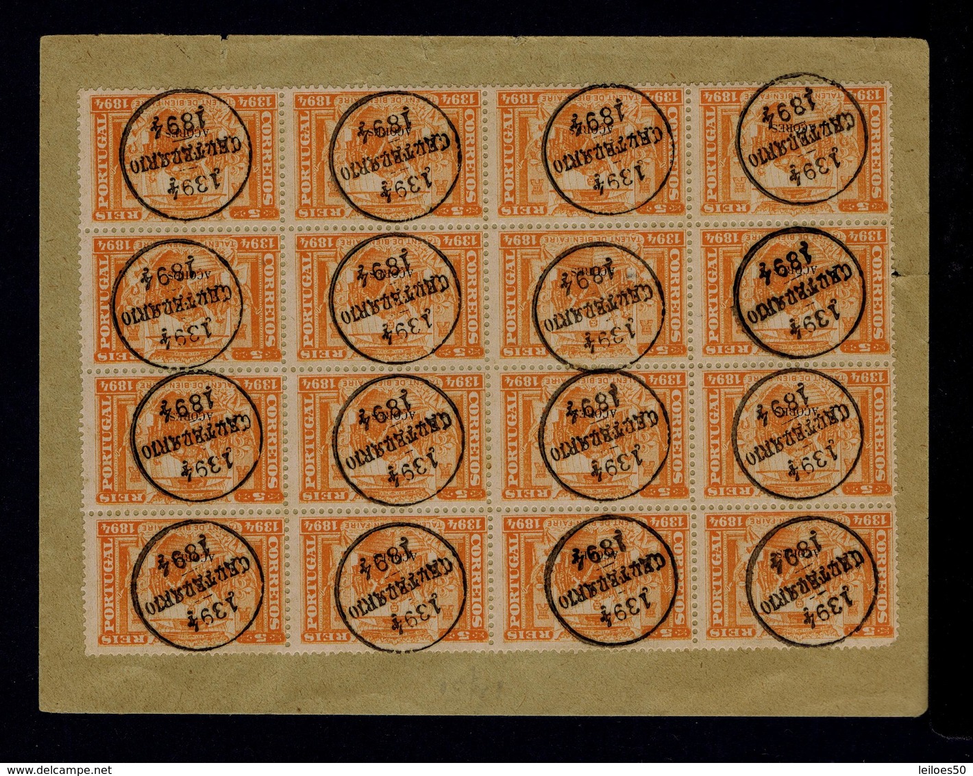 Cover Special Commemorative Pmk 16 Stamps 5r. Portugal (issue 1894) AZORES  #9770 - Postembleem & Poststempel