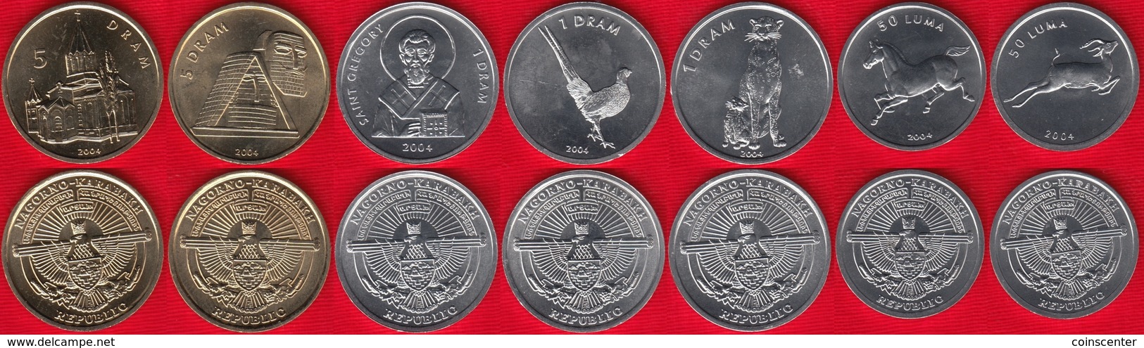 Nagorno Karabakh Set Of 7 Coins: 50 Luma - 5 Drams 2004 UNC - Nagorno-Karabakh