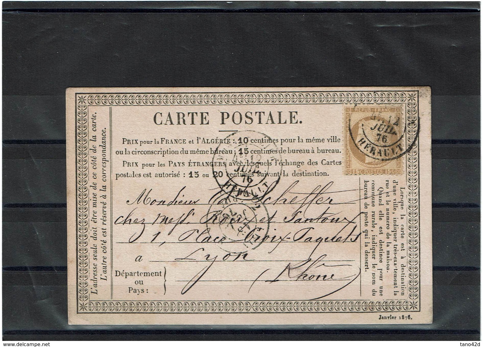 LAC6-  CARTE PRECURSEUR MOD. JANVIER 1876 - Cartes Précurseurs