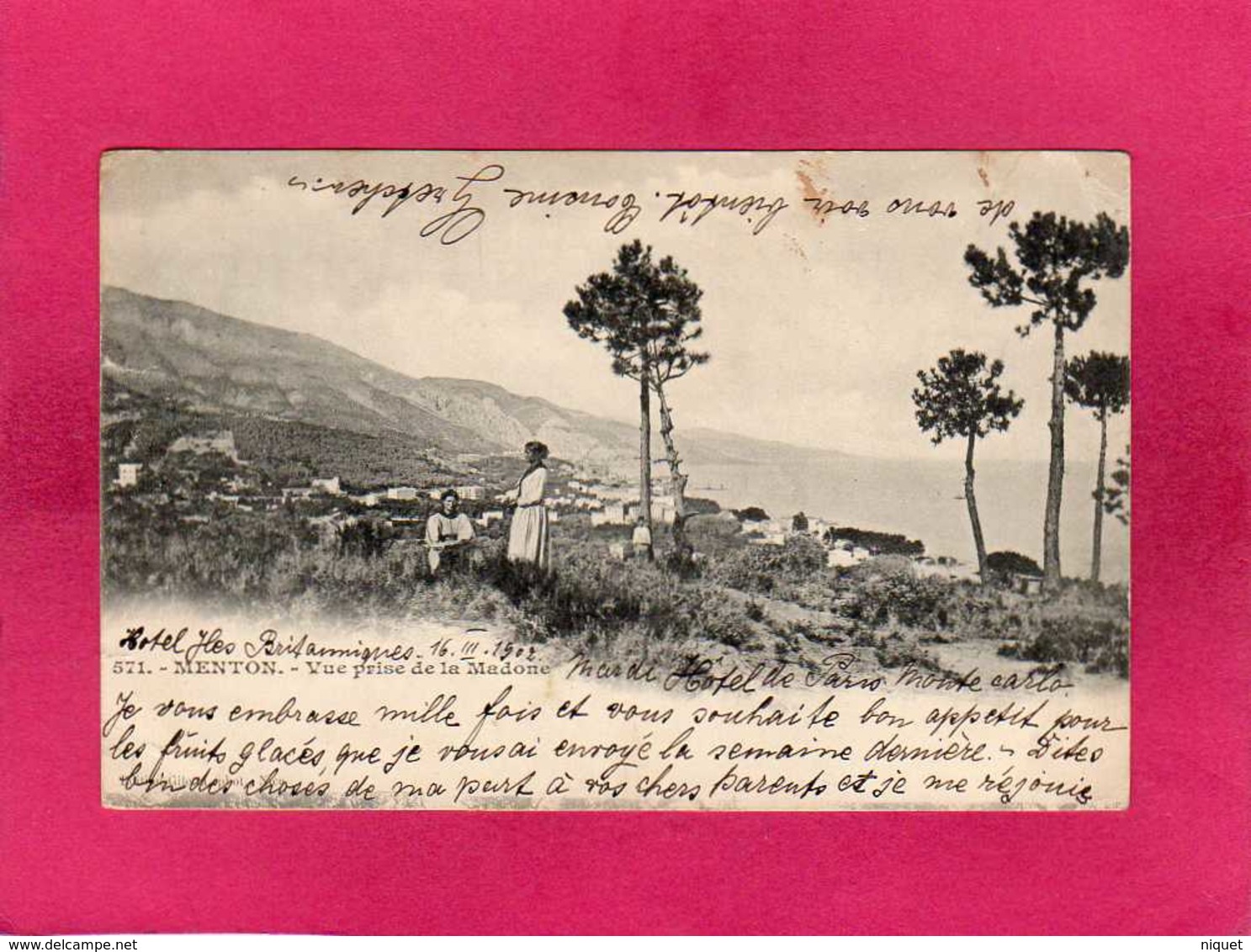 06 Alpes Maritimes, Menton, Vue Prise De La Madone, Animée, 1902, () - Menton