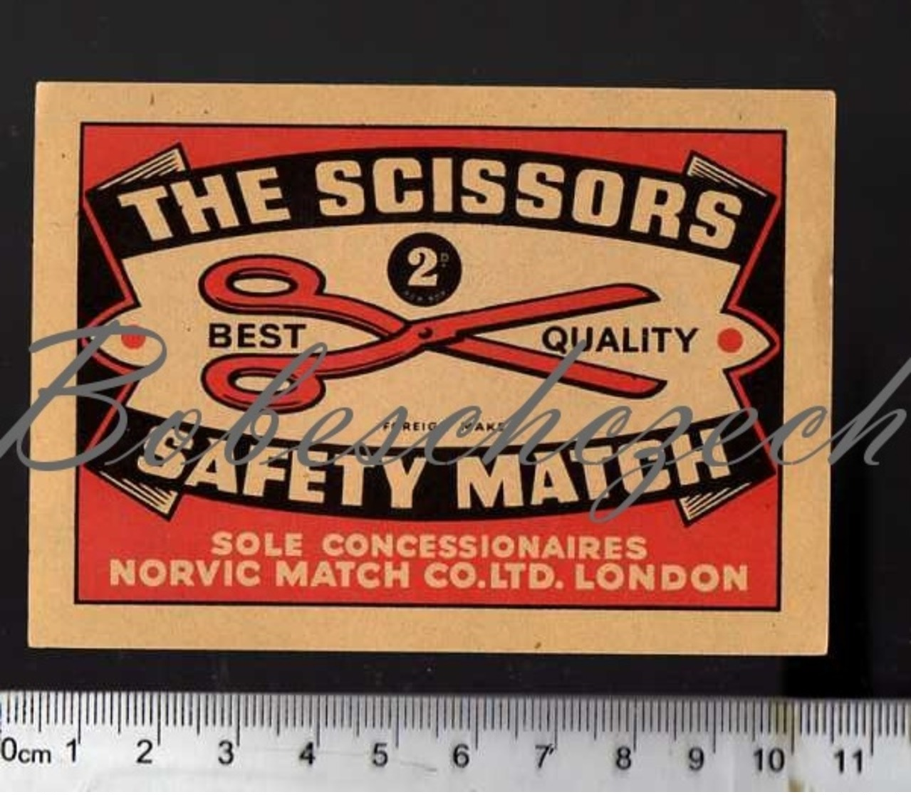 7-95 CZECHOSLOVAKIA BIG Large Format Packet Label SOLO Export GB/UK THE SCISSORS Sole Norvic Match Co.Ltd London - Boites D'allumettes - Etiquettes