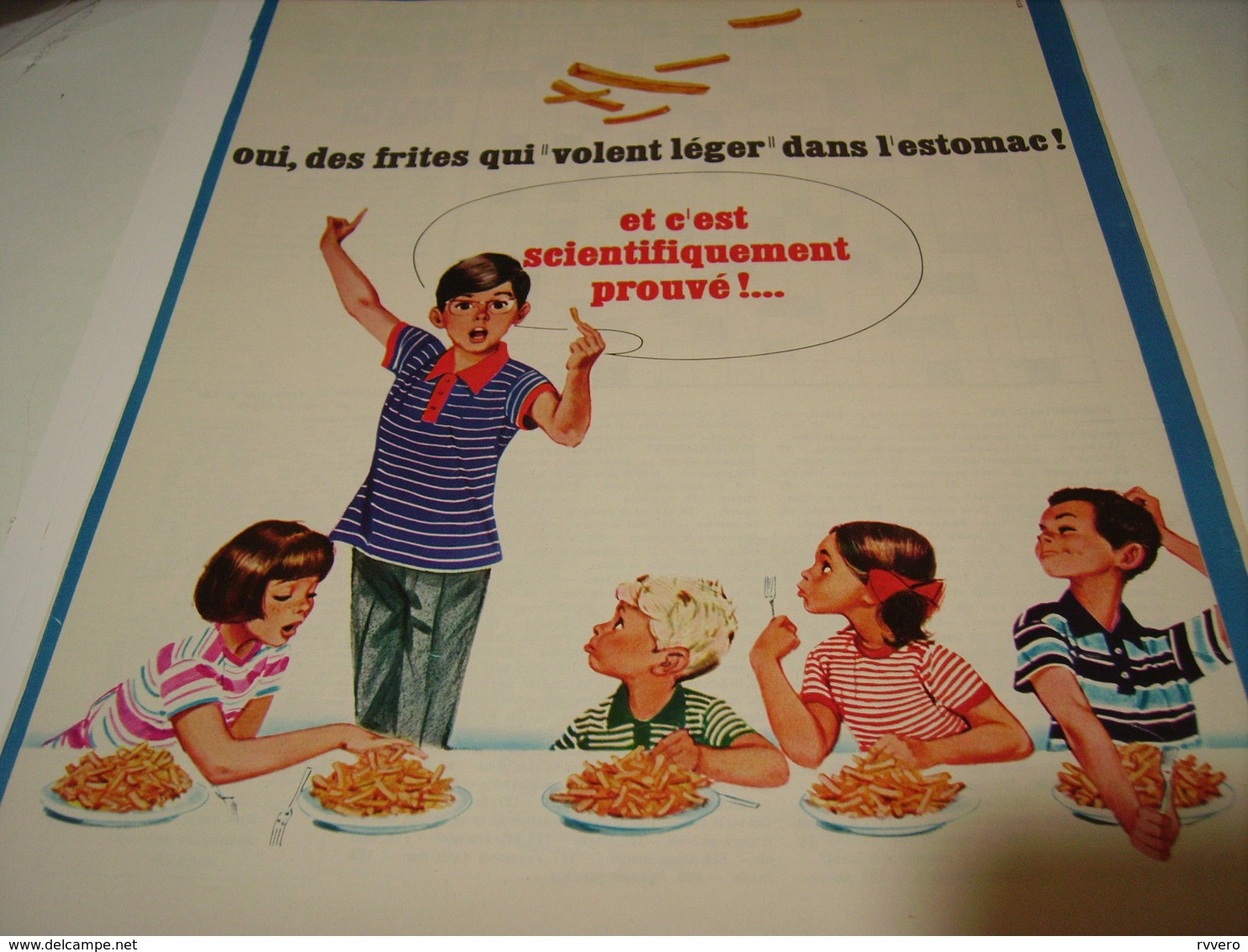 ANCIENNE PUBLICITE DES  FRITES DANS L ESTOMAC  VEGETALINE 1967 - Affiches