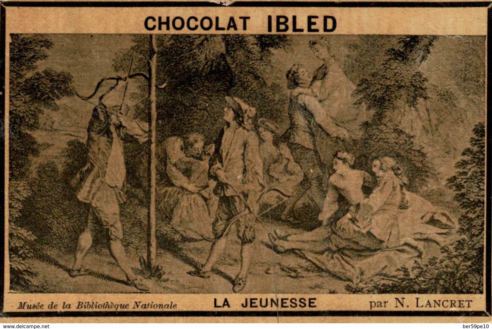 CHROMO   CHOCOLAT IBLED PARIS-MONDICOURT LA JEUNESSE  MUSEE DE LA BIBLIOTHEQUE NATIONALE  PAR N. LANCRET - Ibled