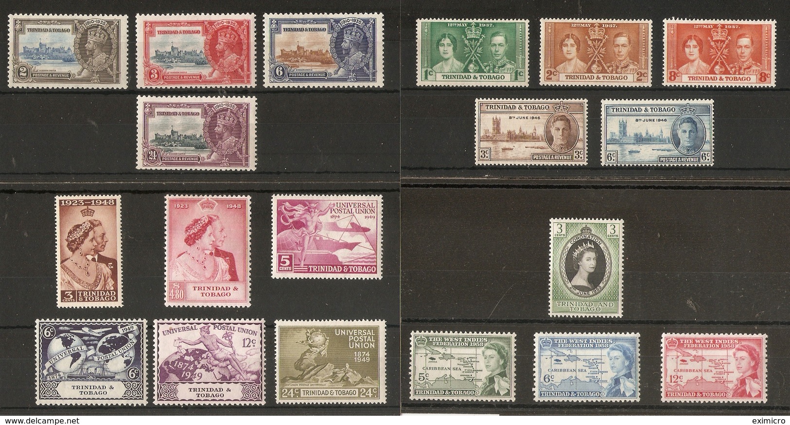 TRINIDAD AND TOBAGO 1935 - 1958 COMMEMORATIVE SETS MOUNTED MINT Cat £53+ - Trinité & Tobago (...-1961)