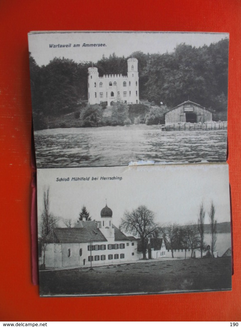 Original old 16 postcards:Album vom Ammersee(Stegen,Schondorf,Utting,Riederau,St.Alban,Diessen,Wartaweil,Muhlfeld,...