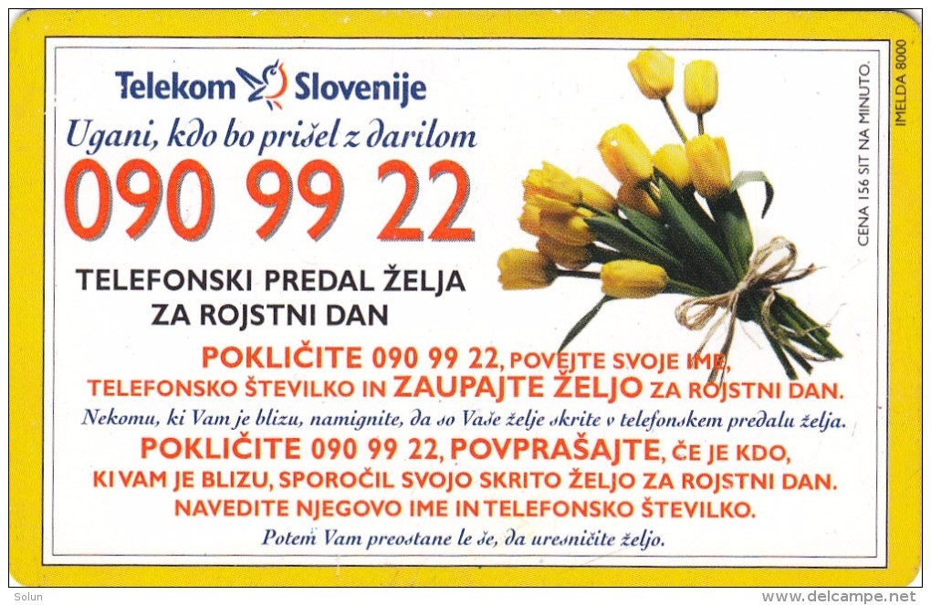 SLOVENIA SLOVENIJA PHONECARD 1998 LASTOVICAR PAPILIO MACHAON  TEL.PREDAL ZELJA  BUTTERFLIES  CAT.NO. 095    TELEKOM - Slovenia