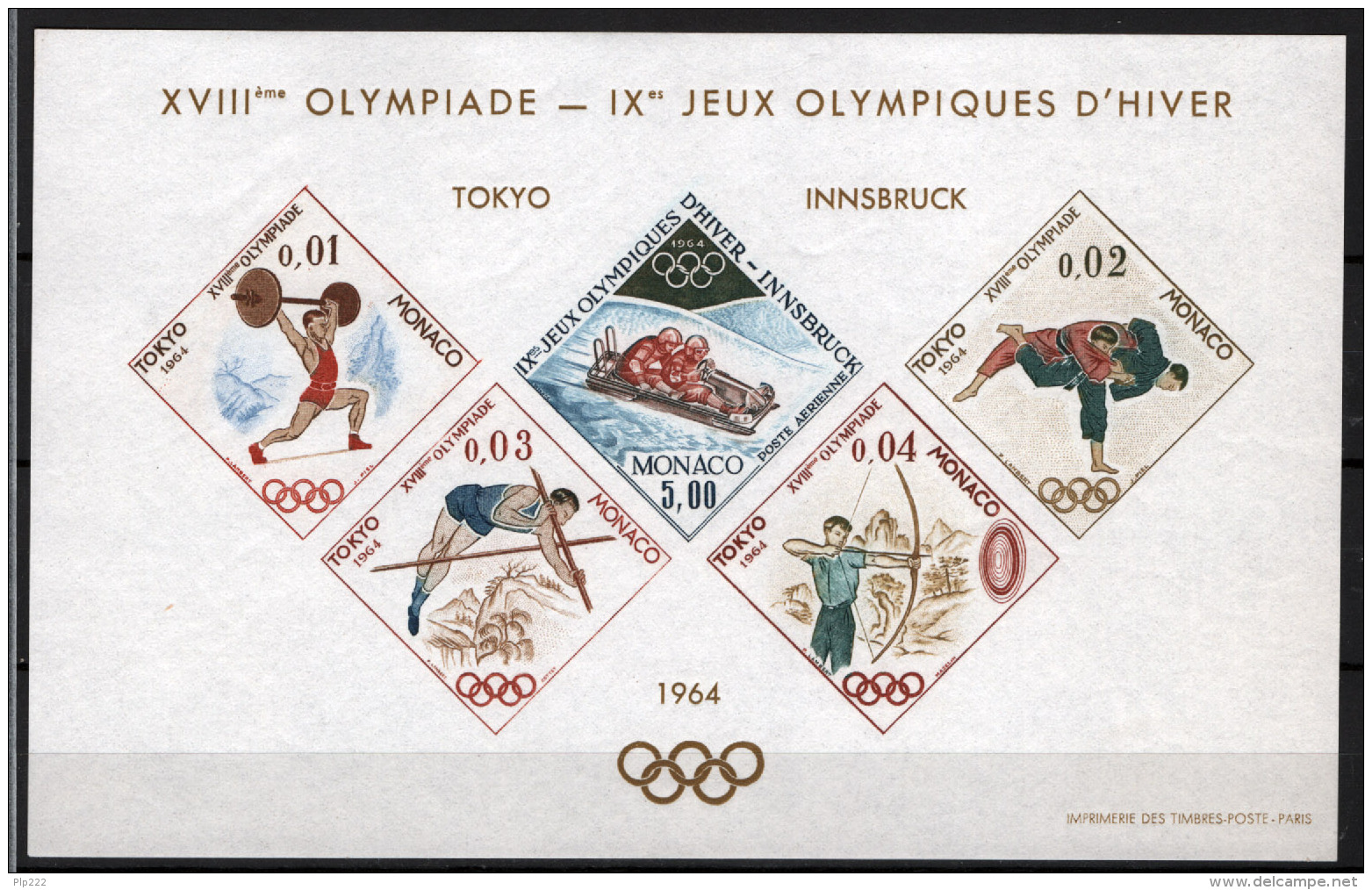 Monaco 1964 Tokyo Unif. BFS7 **/MNH VF - Blocks & Kleinbögen