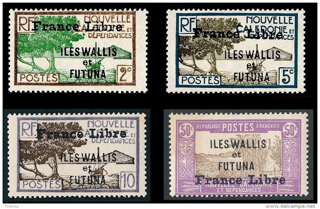 WALLIS ET FUTUNA 1941 - Yv. 93 96 97 106 NEUFS   Cote= 20,38 EUR - 4 Timbres Surch. France Libre  ..Réf.W&amp;F22172 - Unused Stamps