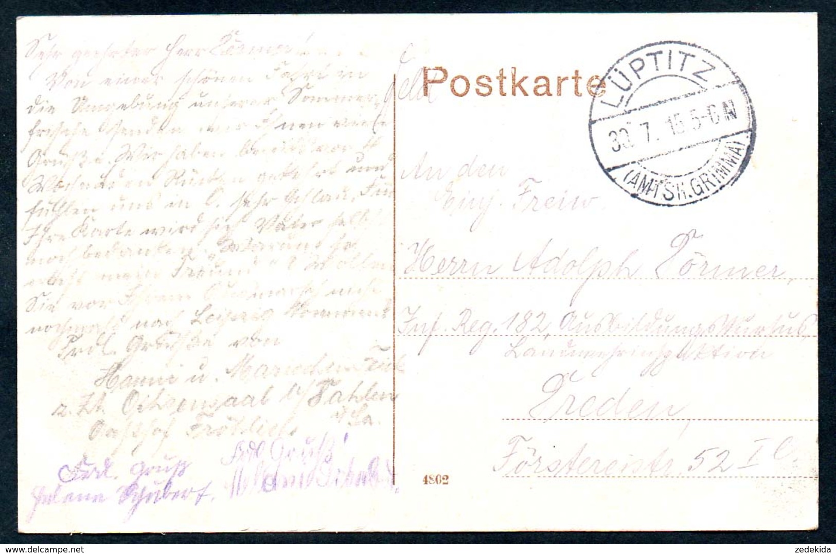 B5616 - Eilenburg - Partie Am Mühlgraben - Gel Stempel Lüptitz Grimma - Eilenburg