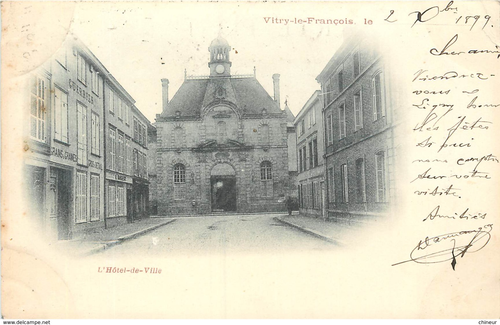 CARTE PRECURSEUR TIMBREE TYPE SAGE 1899 VITRY LE FRANCOIS HOTEL DE VILLE - Vitry-le-François