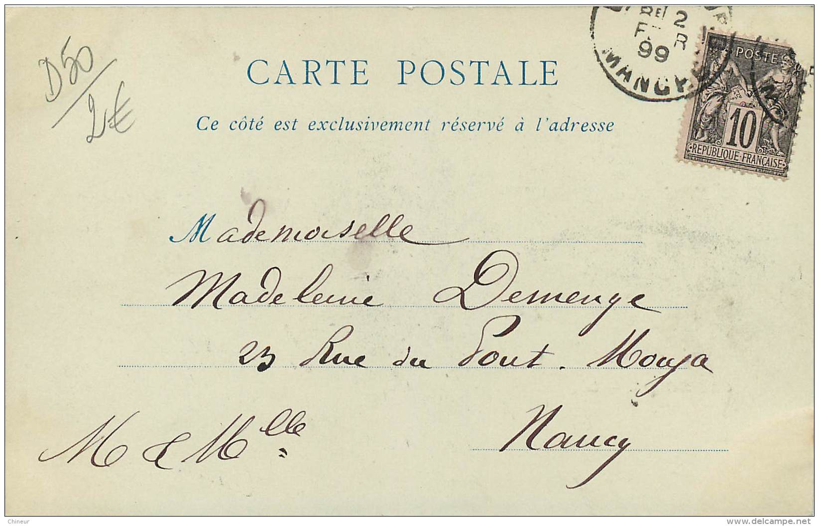 CARTE PRECURSEUR TIMBREE TYPE SAGE 1899 CHERBOURG LE QUAI CALIGNY - Cherbourg