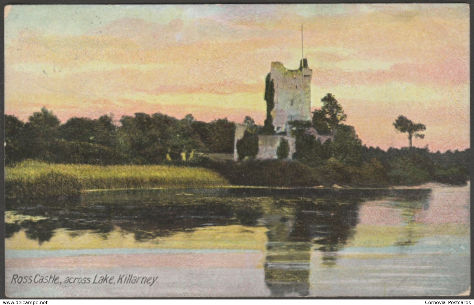 Ross Castle, Across Lake, Killarney, Kerry, 1910 - J W Bland Postcard - Kerry