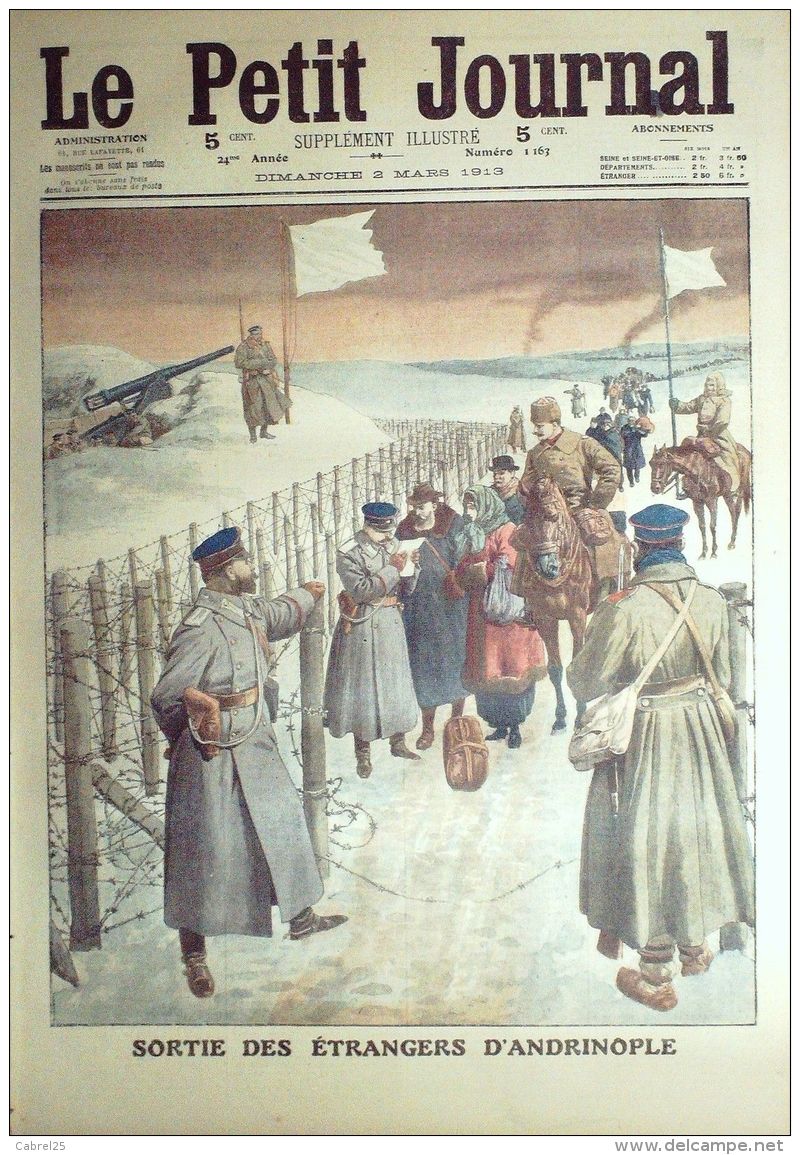LE PETIT JOURNAL-1913-1163-CAGOULE/PRISONS PORTUGAISES-ANDRINOPLE - Le Petit Journal