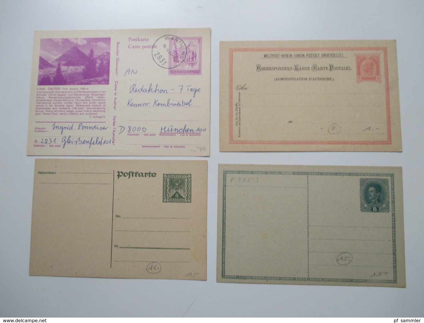 Österreich Posten GA Karten / Umschläge ca. 1900  - 2008 insgesamt 160 Stück ungebraucht / gelaufen. etwas Nominale!