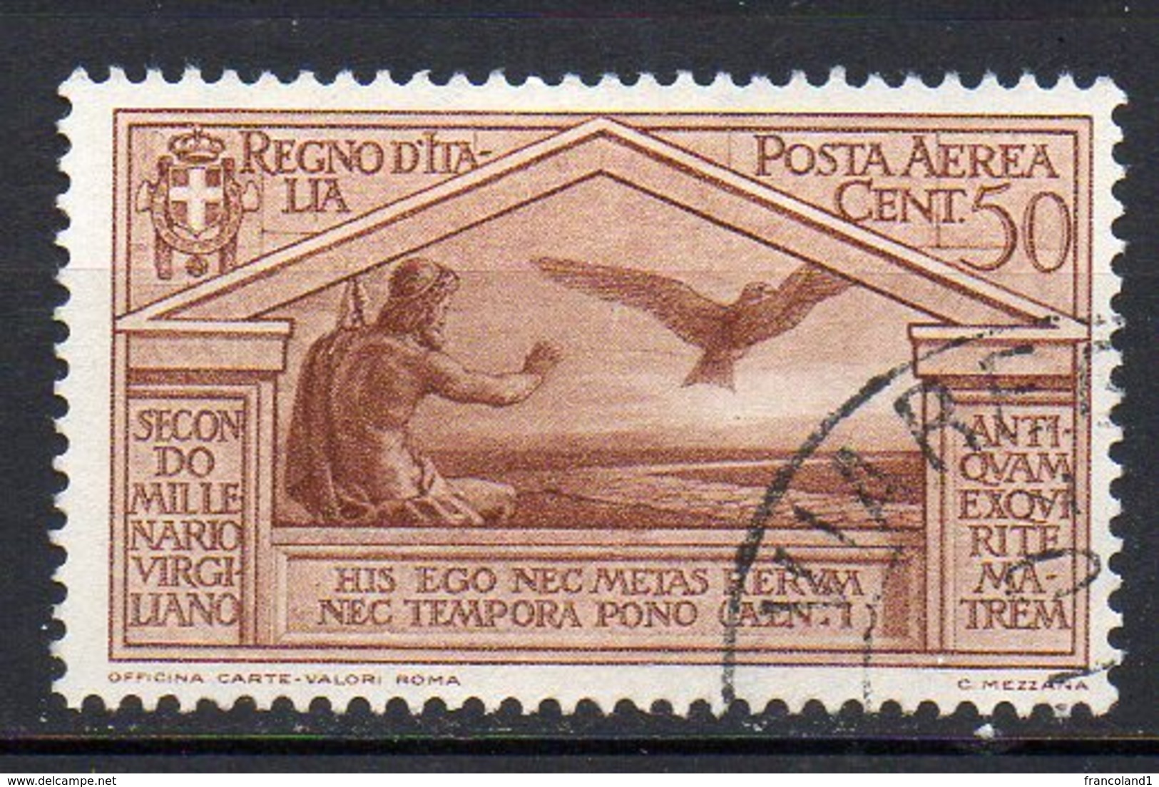 1930 Regno Virgilio Aerea N. A 21  Timbrato Used - Poste Aérienne