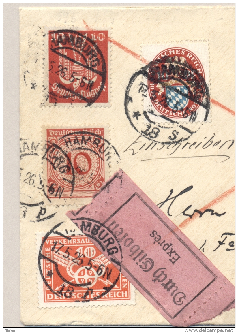 Deutsches Reich - 1926 - 9 Stamps On R-Express Cover From Hamburg To Ronnenberg - Brieven En Documenten