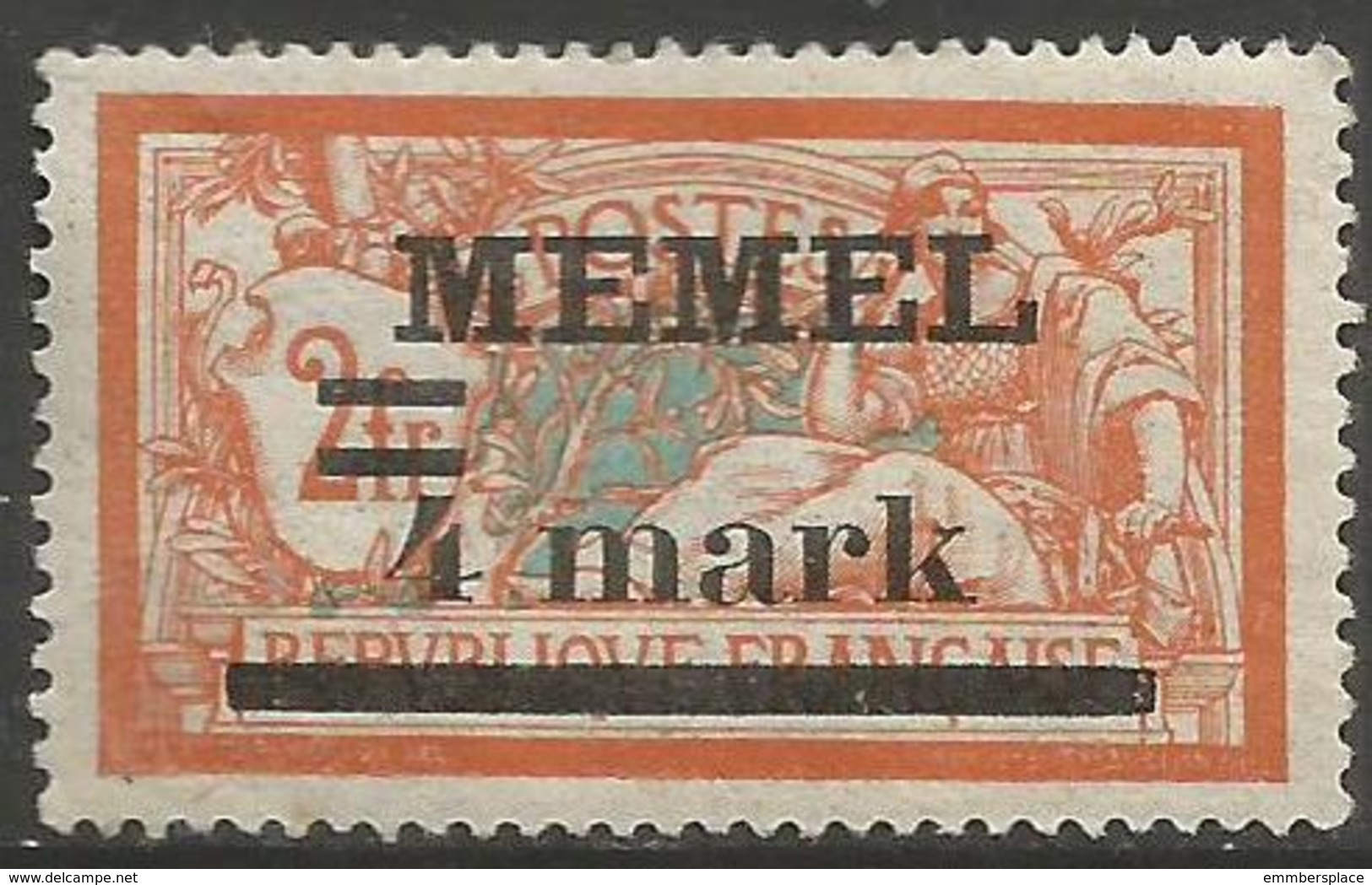 Memel (Klaipeda) - 1920 Merson Overprint  4m/2f MLH *   Mi 31  Sc 31 - Neufs